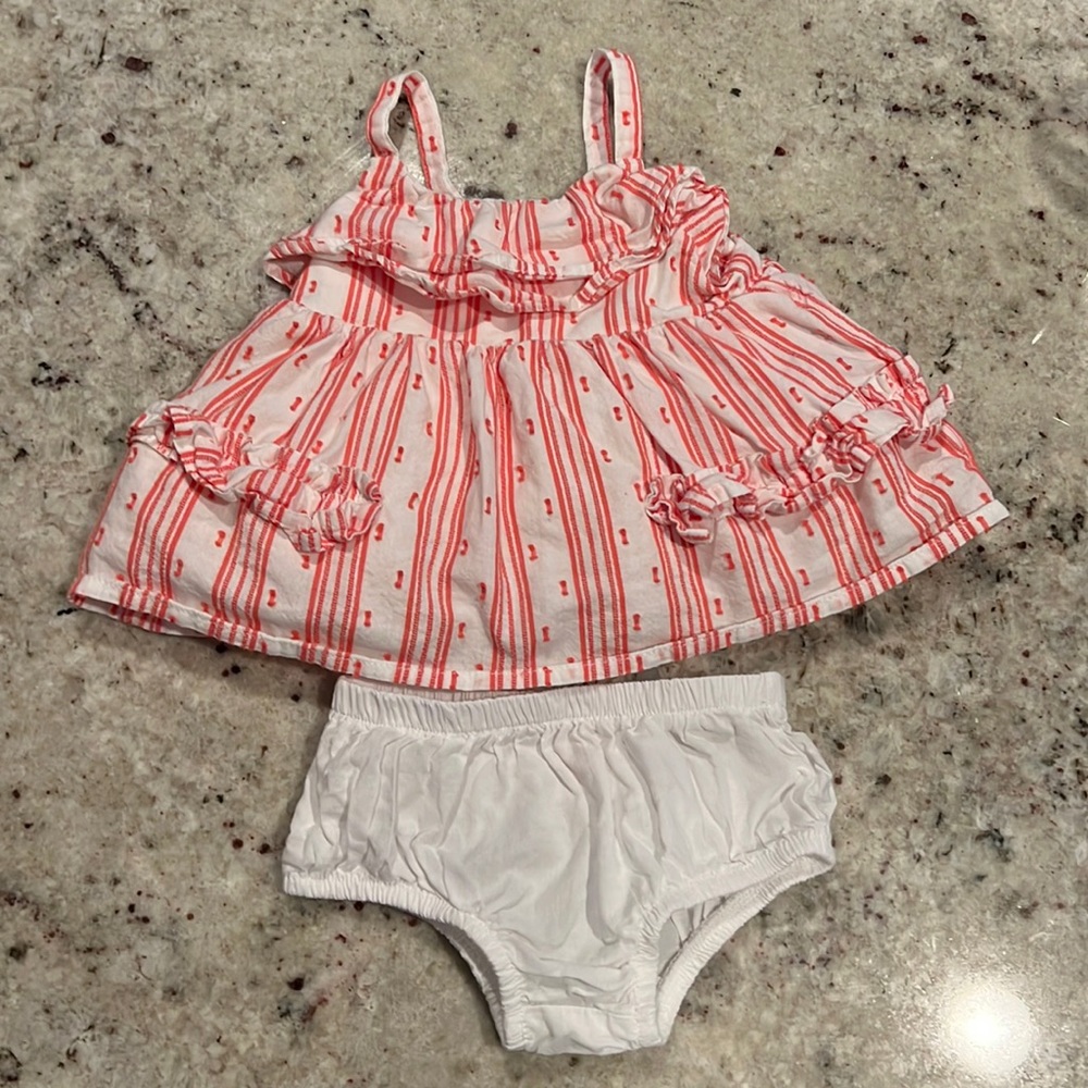 Cat & Jack Red And White Stripe Girls Dress 0-3 Months 4th of July Memorial Day